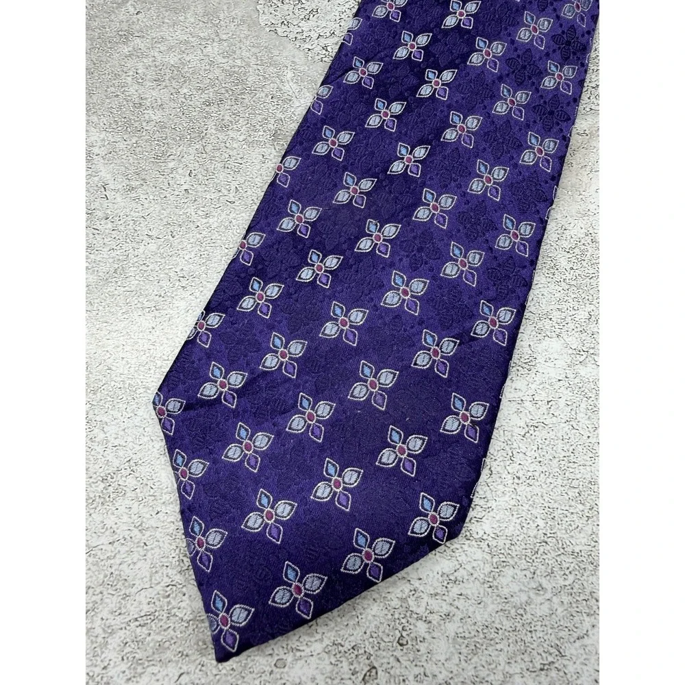 Countess Mara Silk Tie Mens One Size Purple Geometric‎ Made In China Necktie